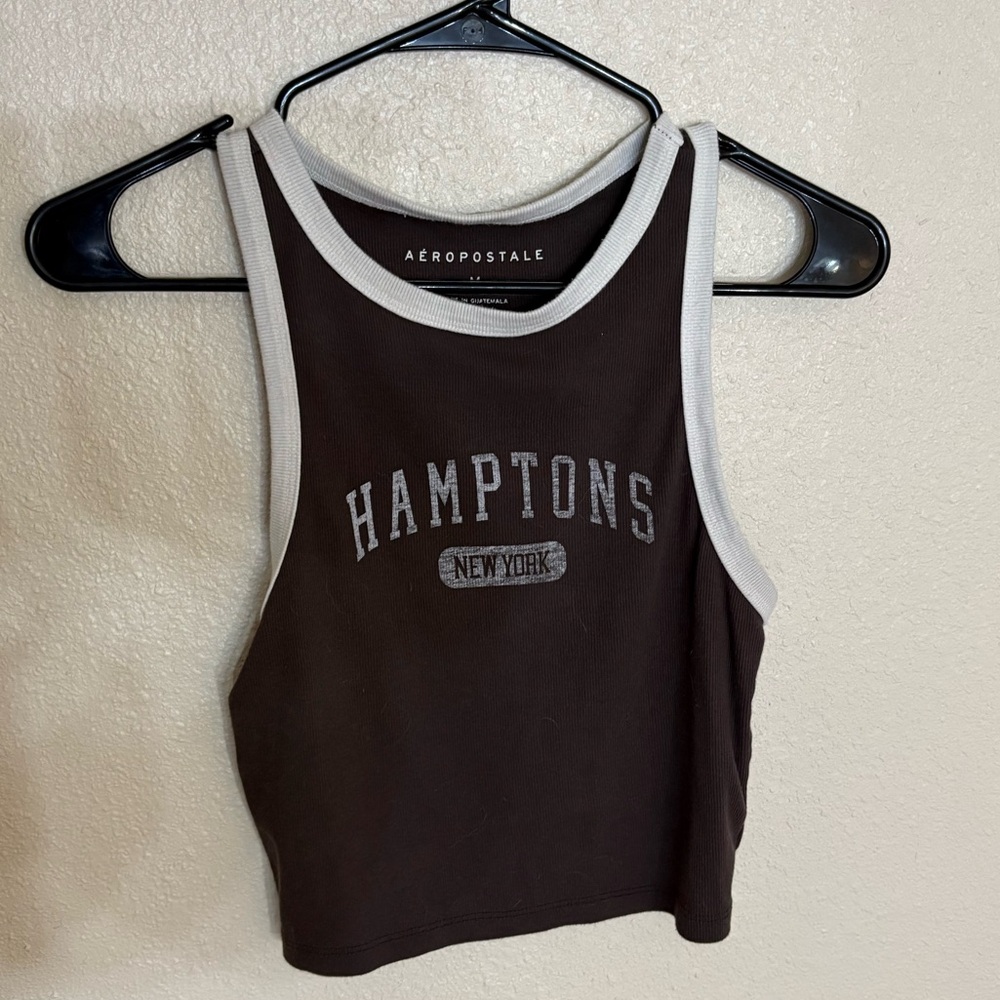 Aeropostale Chocolate Tank with White Edges